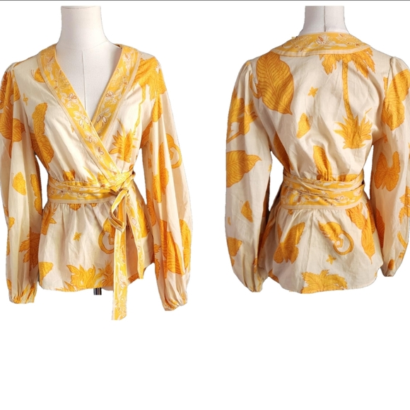 Banana Republic Balloon Sleeve Cotton Poplin Wrap Top size small NWOT - Picture 5 of 7